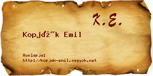 Kopják Emil névjegykártya